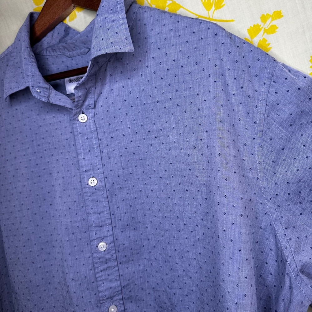 Goodfellow & Co Mens XXL Blue Print Cotton Short Sleeve Button Down Shirt